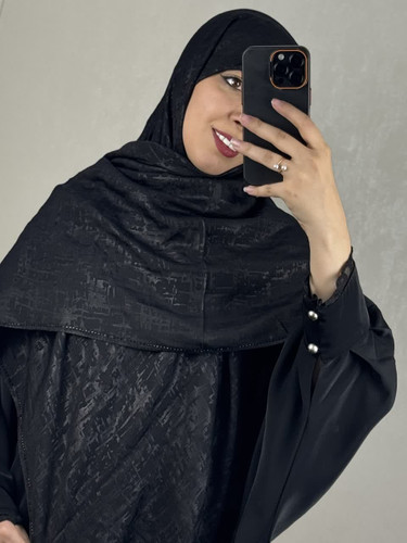 روسری وال اسلپ پتینه دور نگین مشکی  و منگوله دار