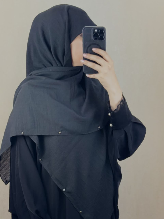 روسری نخی سنگشور و دور پانچی رنگ مشکی