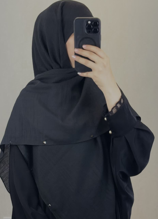 روسری نخی سنگشور و دور پانچی رنگ مشکی