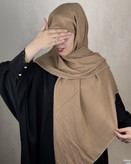 روسری وال اسلپ شاینی جواهر دوزی رنگ بژ