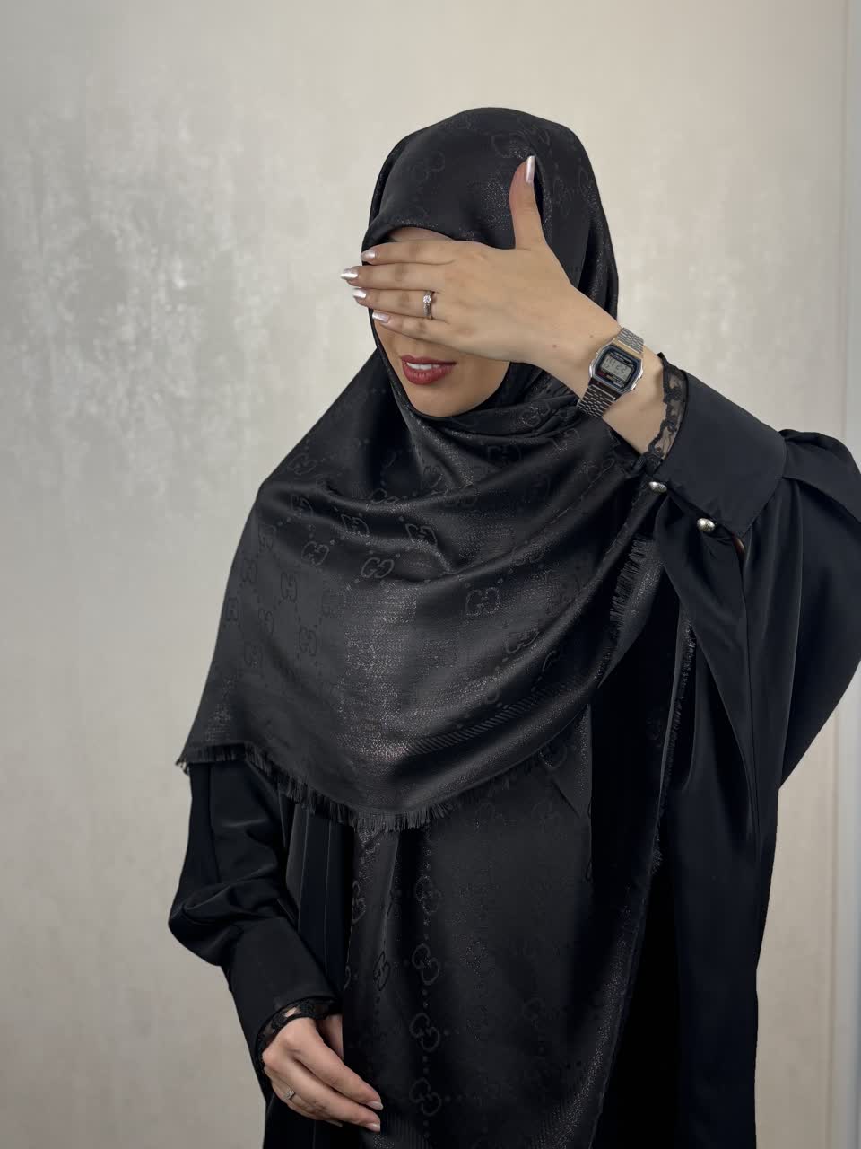 روسری لمه گوچی وارداتی دوریش و شاینی  رنگ مشکی
