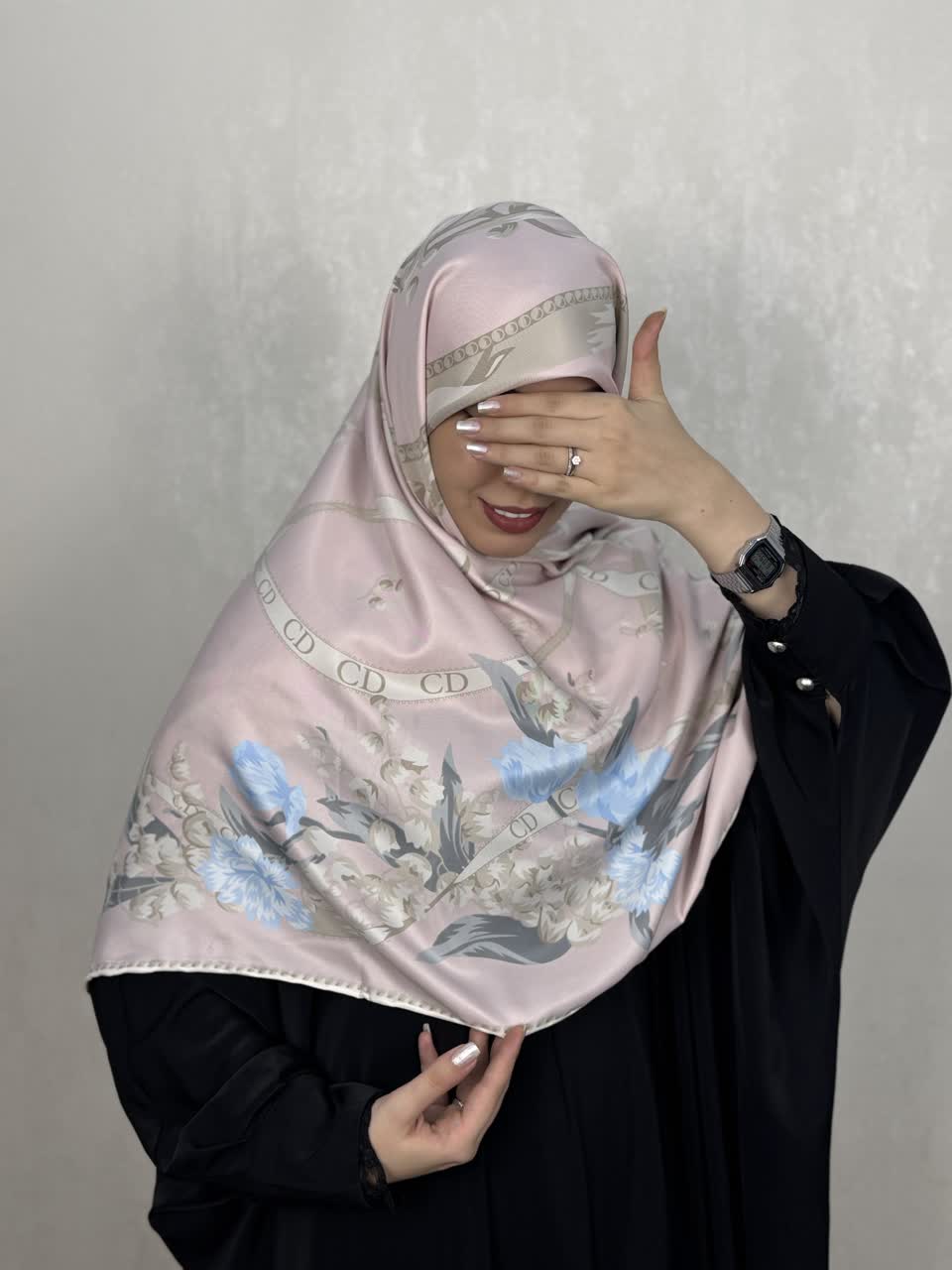 روسری ابریشم توییل وارداتی CD رنگ صورتی پاستیلی