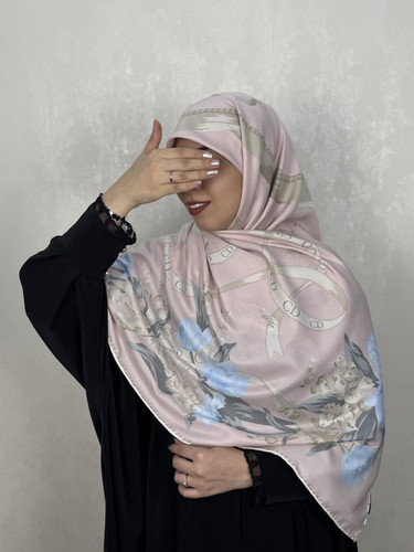 روسری ابریشم توییل وارداتی CD رنگ صورتی پاستیلی