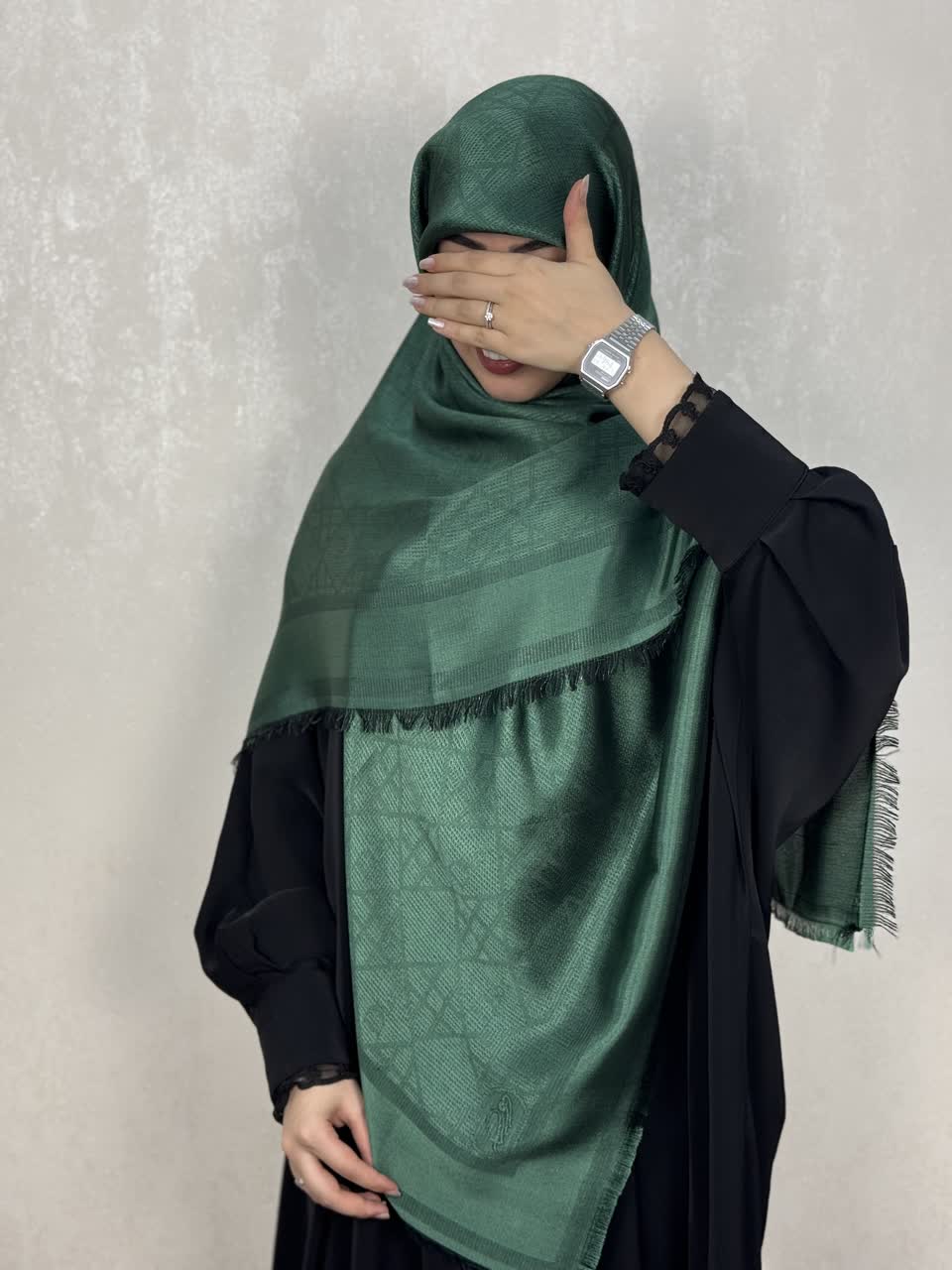 روسری ژاکارد لمه طرح دیورDior رنگ سبز
