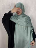 روسری ژاکارد لمه طرح دیورDior رنگ سبز پاستیلی