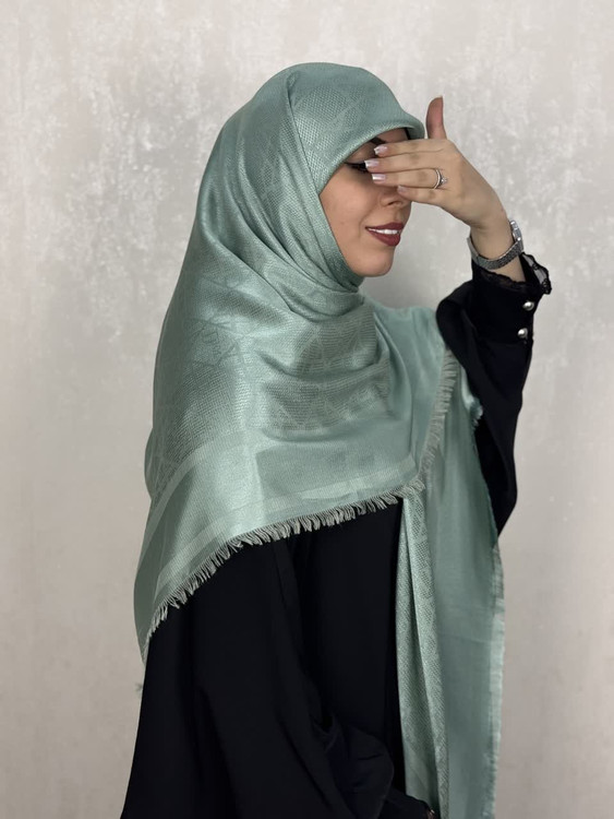 روسری ژاکارد لمه طرح دیورDior رنگ سبز پاستیلی