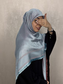 روسری ژاکارد لمه طرح دیورDior رنگ آبی پاستیلی نارنجی