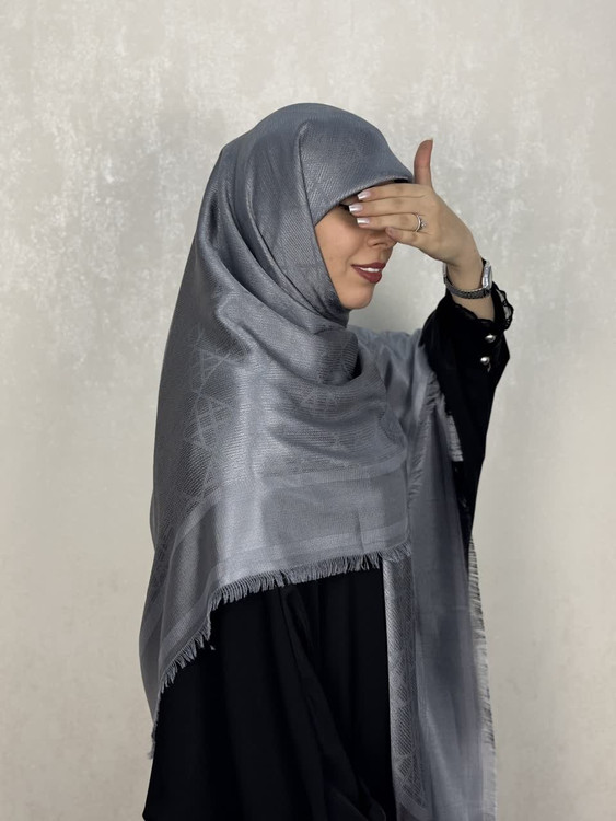 روسری ژاکارد لمه طرح دیورDior رنگ خاکستری نوک مدادی