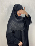 روسری ژاکارد لمه طرح سلطنتی رنگ مشکی