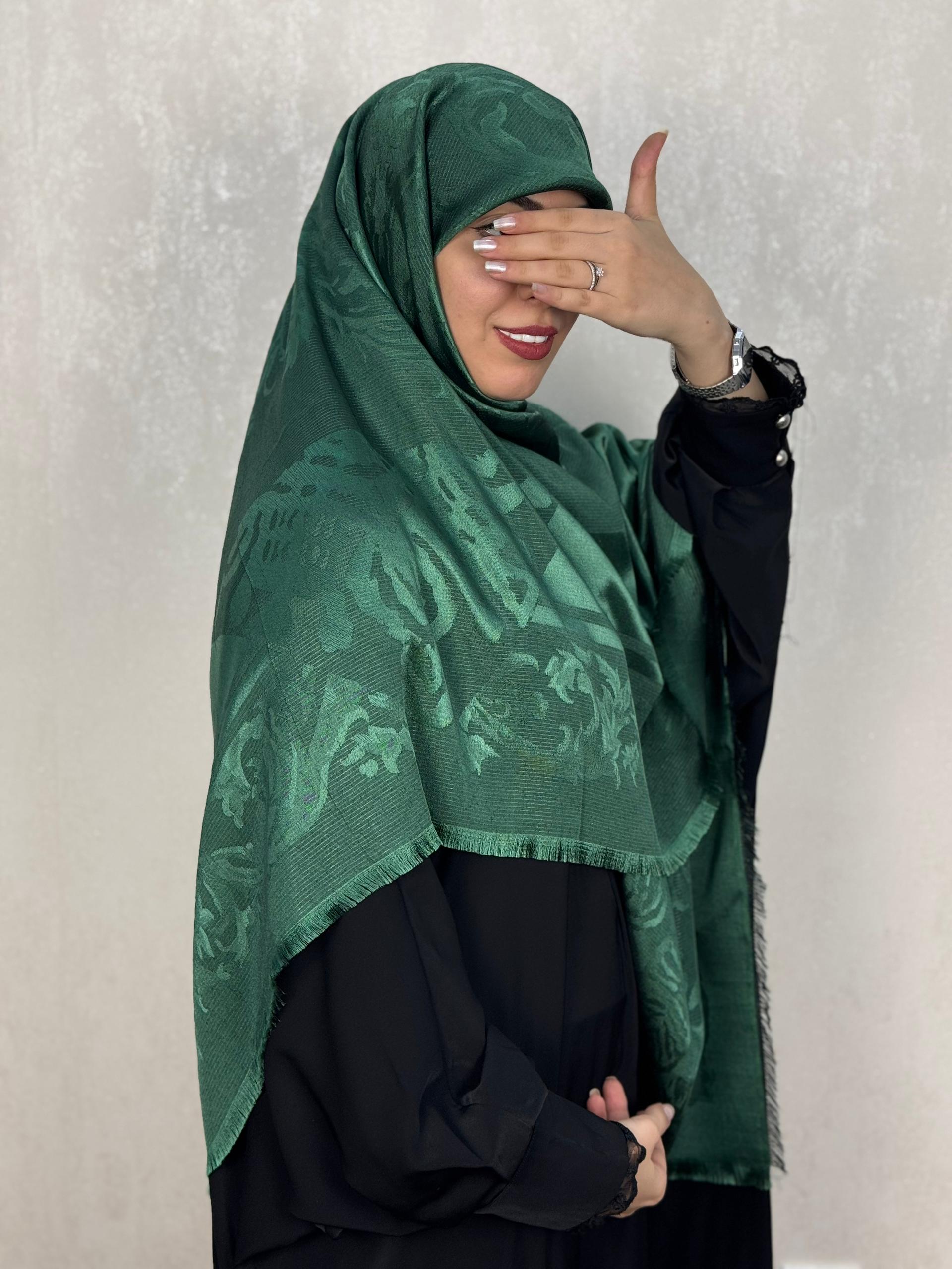 روسری ژاکارد لمه طرح سلطنتی رنگ سبز