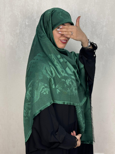 روسری ژاکارد لمه طرح سلطنتی رنگ سبز