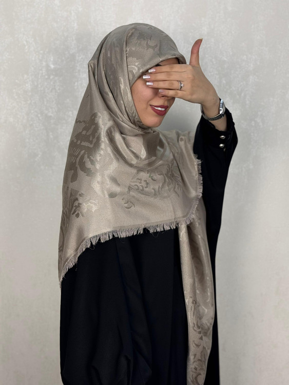 روسری ژاکارد لمه طرح سلطنتی رنگ موکا