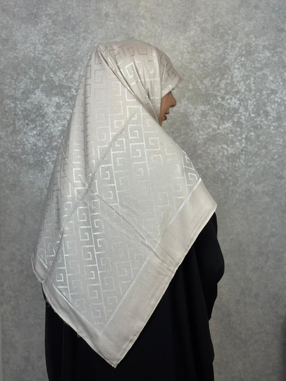 روسری ابریشم ترک دو رو رنگ شیری