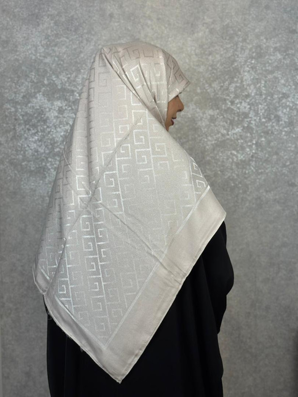 روسری ابریشم ترک دو رو رنگ شیری