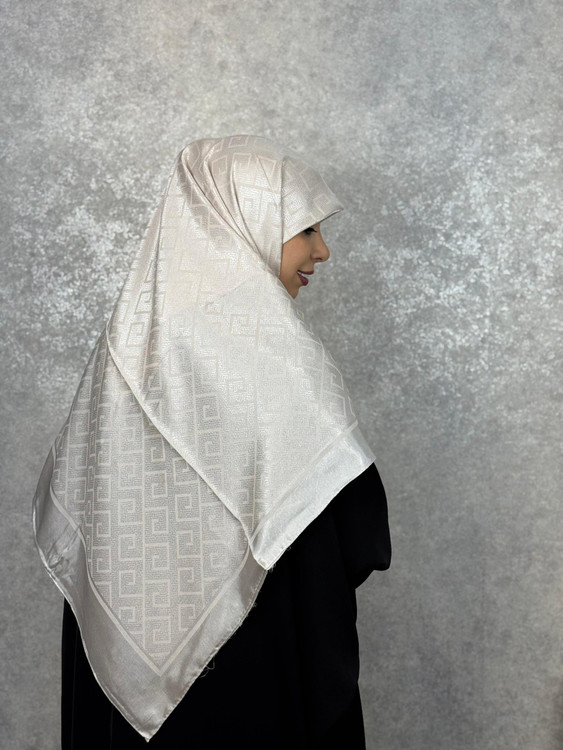 روسری ابریشم ترک دو رو رنگ شیری