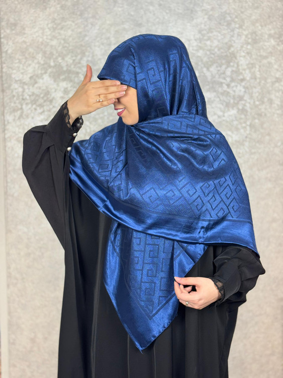 روسری ابریشم ترک دو رو رنگ سرمه ای