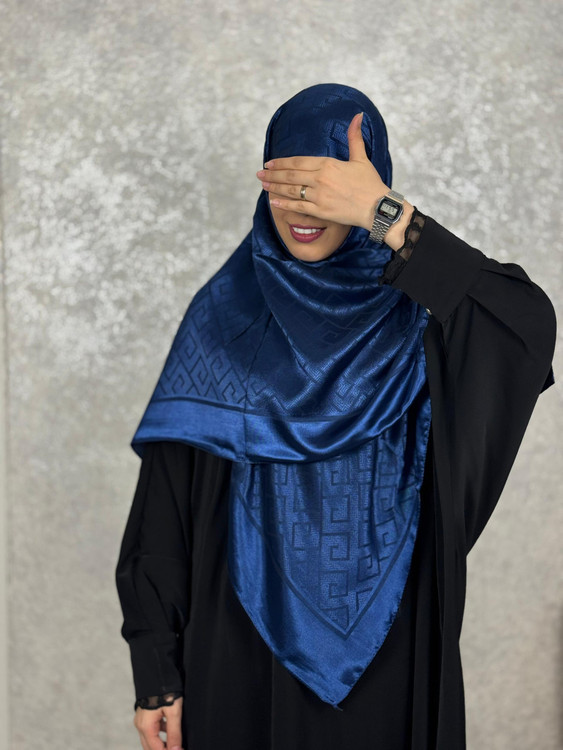 روسری ابریشم ترک دو رو رنگ سرمه ای