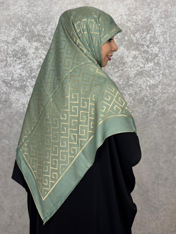 روسری ابریشم ترک دو رو رنگ سبزطلایی