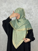 روسری ابریشم ترک دو رو رنگ سبزطلایی