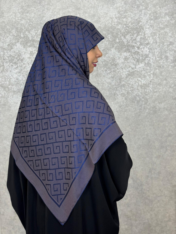 روسری ابریشم ترک دو رو رنگ سرمه ای طوسی