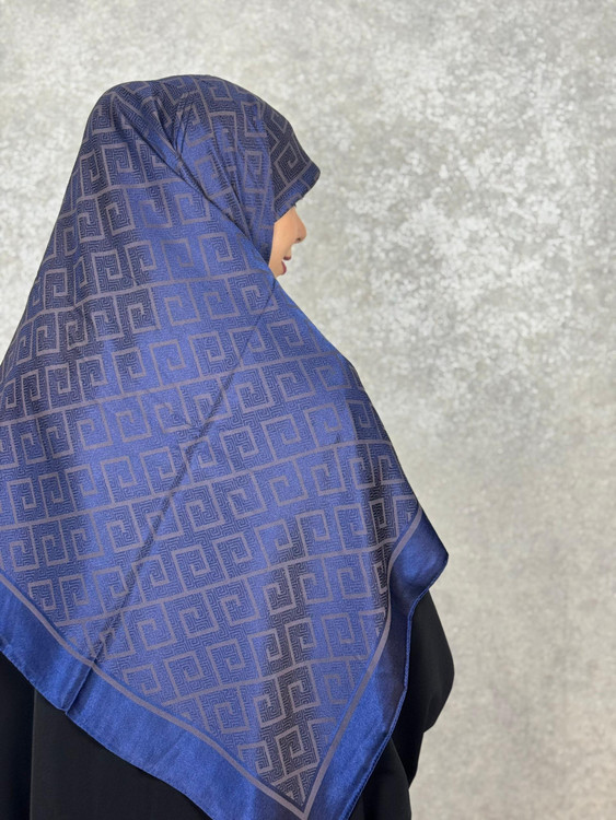 روسری ابریشم ترک دو رو رنگ سرمه ای طوسی