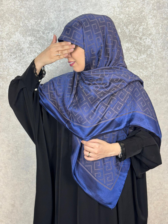 روسری ابریشم ترک دو رو رنگ سرمه ای طوسی