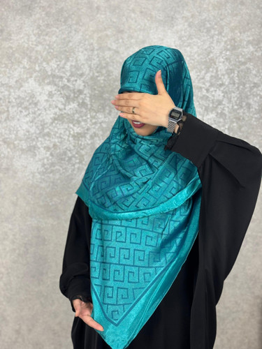 روسری ابریشم ترک دو رو رنگ فیروزه ای