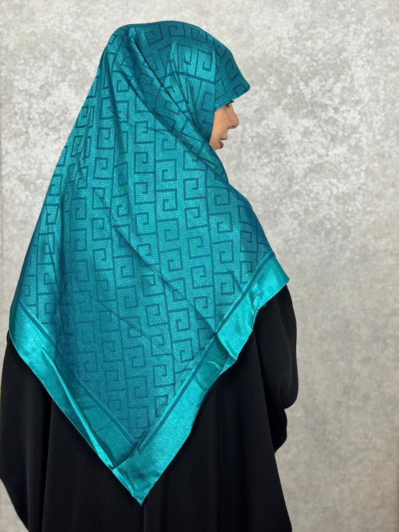 روسری ابریشم ترک دو رو رنگ فیروزه ای