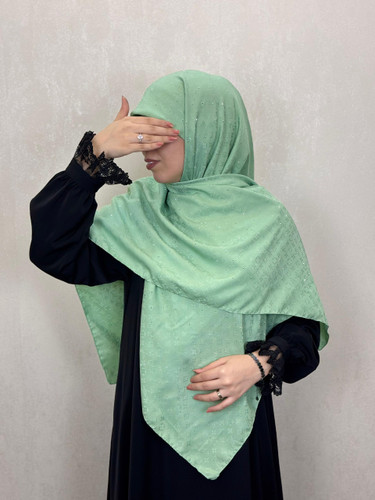 روسری کشمیر   LV نگین دار رنگ سبز پاستیلی