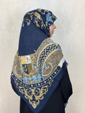 روسری نخی یونیک  وارداتی رنگ سورمه ای طرح 002