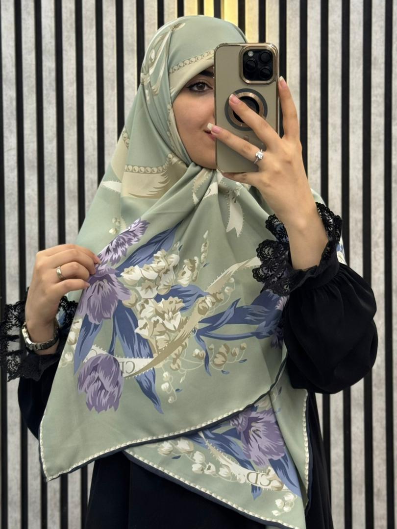 روسری ابریشم توییل وارداتی CD رنگ سبز