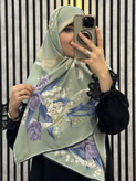 روسری ابریشم توییل وارداتی CD رنگ سبز
