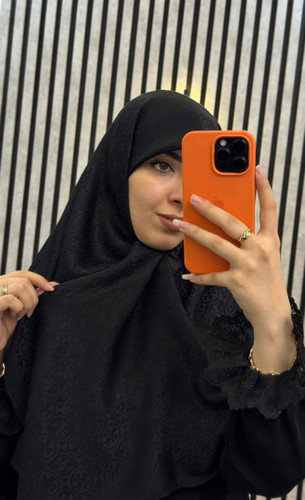 روسری ژاکارد نخ رنگ مشکی قواره 120 طرح 03