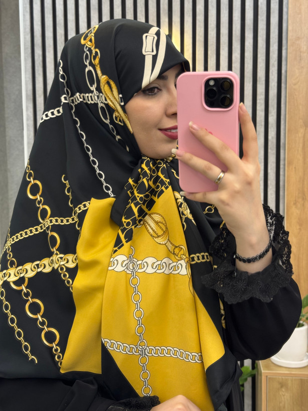 روسری ابریشم توییل قواره۱۴۰ کالکشن مشکی