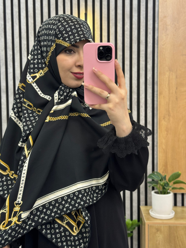 روسری ابریشم توییل قواره۱۴۰ کالکشن مشکی