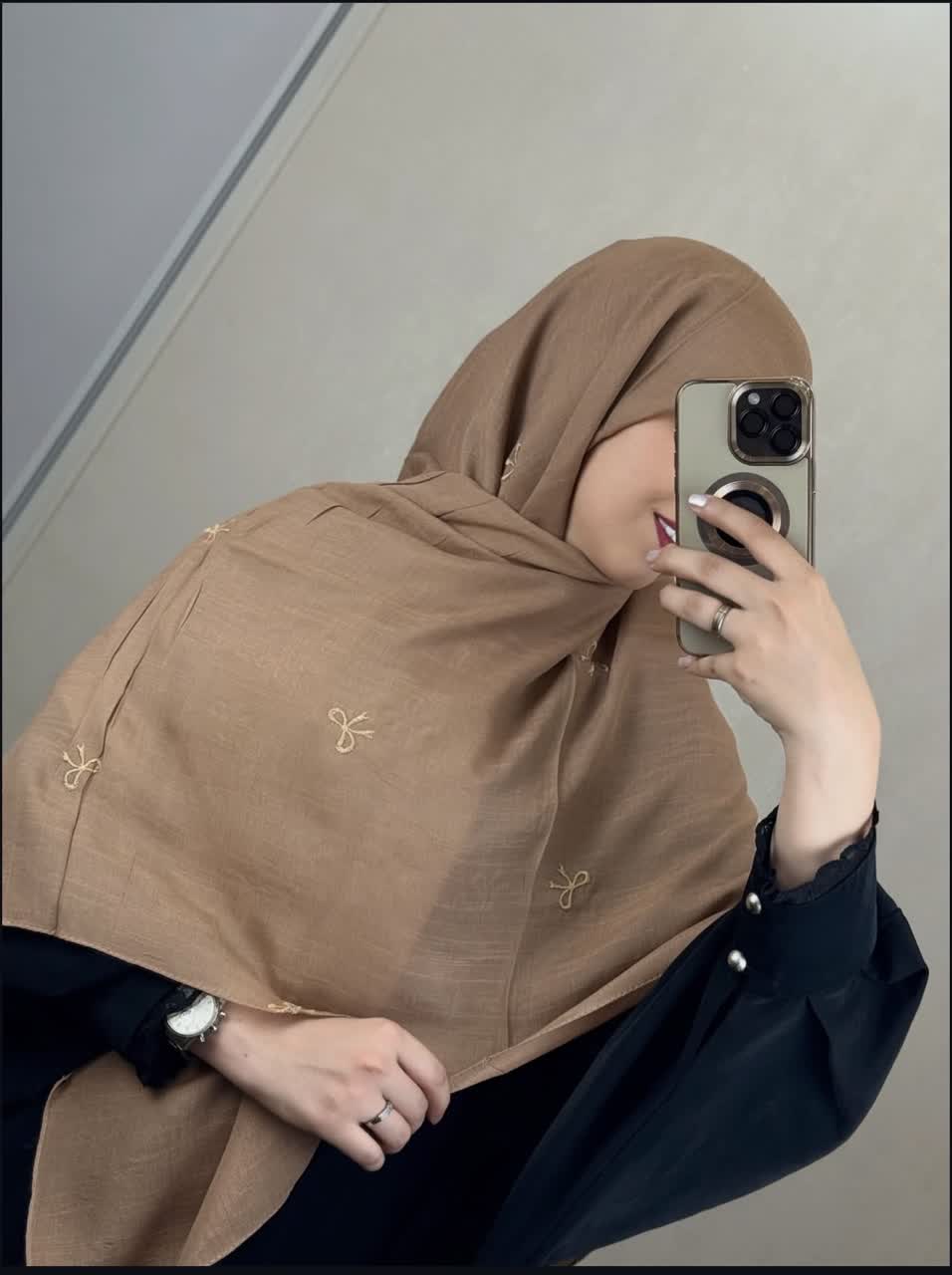 روسری وال اسلپ پاپیونی رنگ موکا